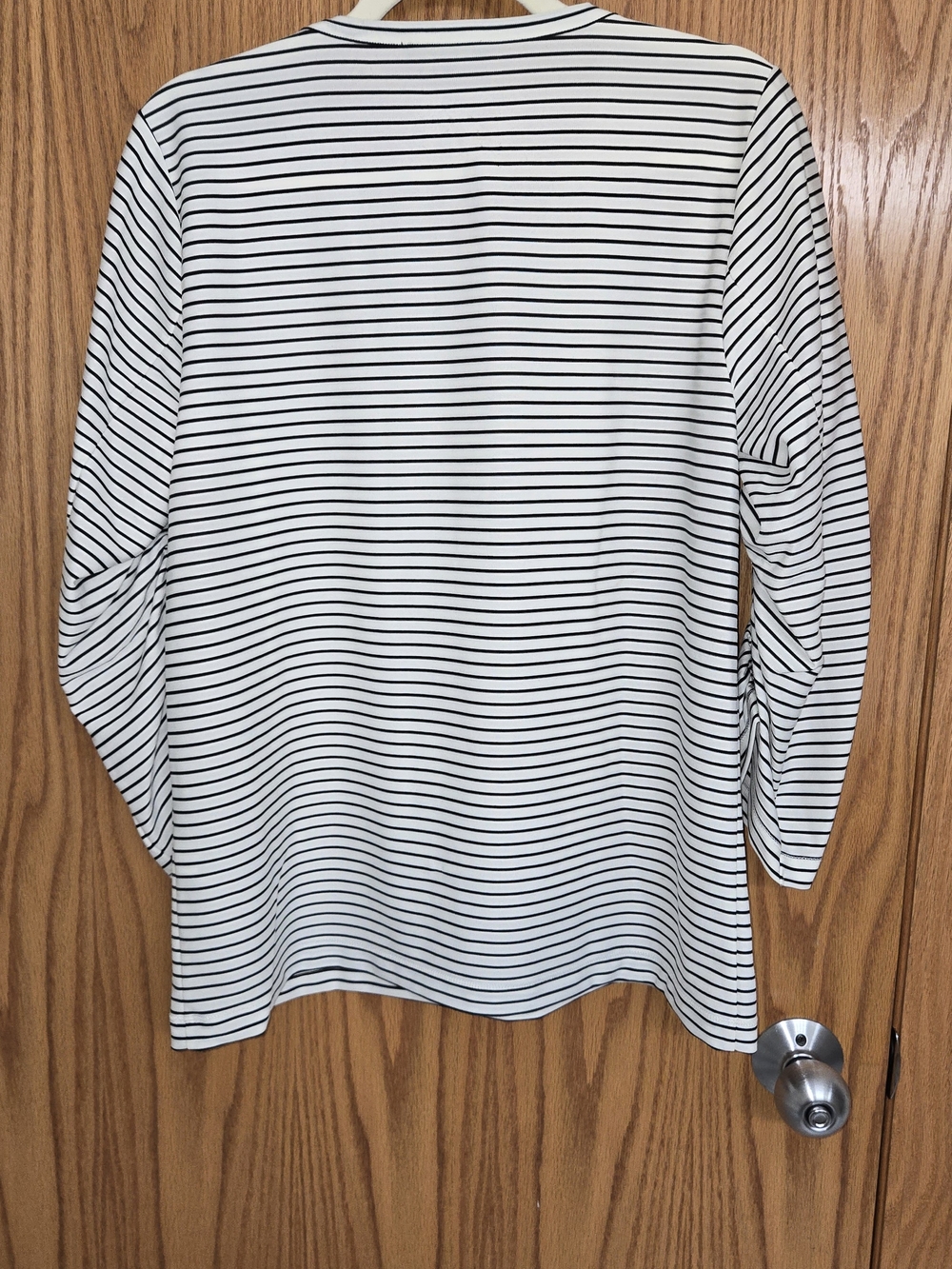 Donna Karan Size Large White & Black Striped Scoop‎ Neck Top - Picture 5 of 6